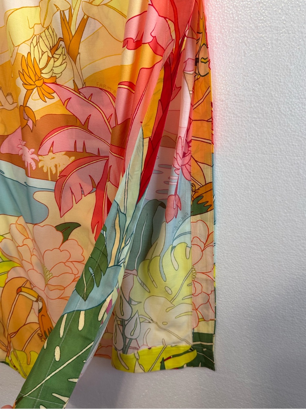 Farm Rio Tropical Paradise Sunset Strapless Maxi Cover Up Dress Yellow Size M - Picture 8 of 15